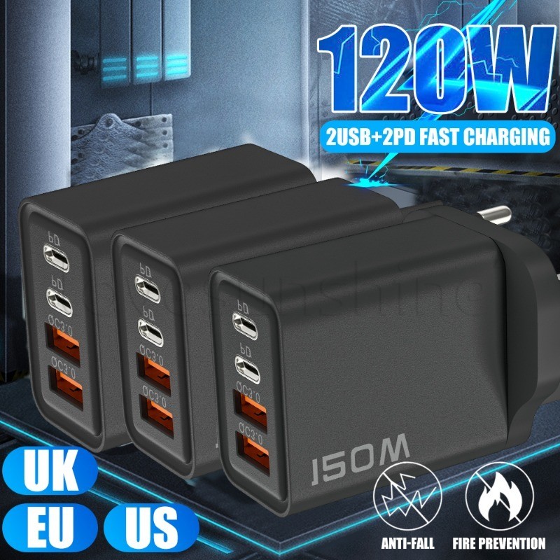 Adaptador De Tomada De Parede Multifuncional-Carregador 120W/2A-Carregadores De Telefone Reino Unido Ue Eua-Acessórios P