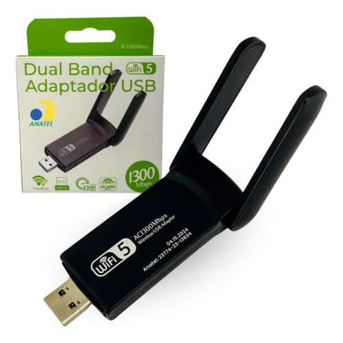 Adaptador Wifi Usb 5g Dual Band 1300mbps Com Antena