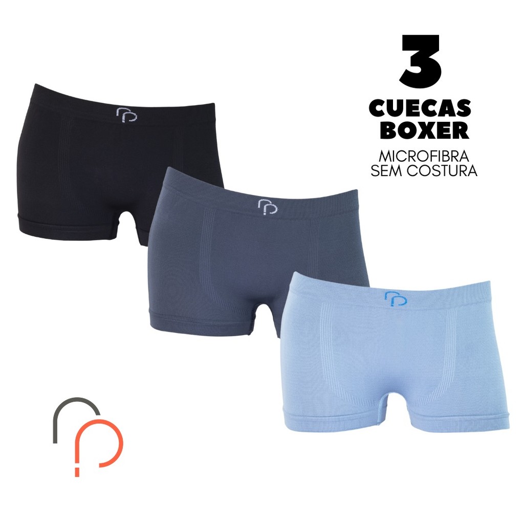 Kit 3 Cuecas Boxer INFANTIL Sem Costura em Microfibra RP - Men Clothes