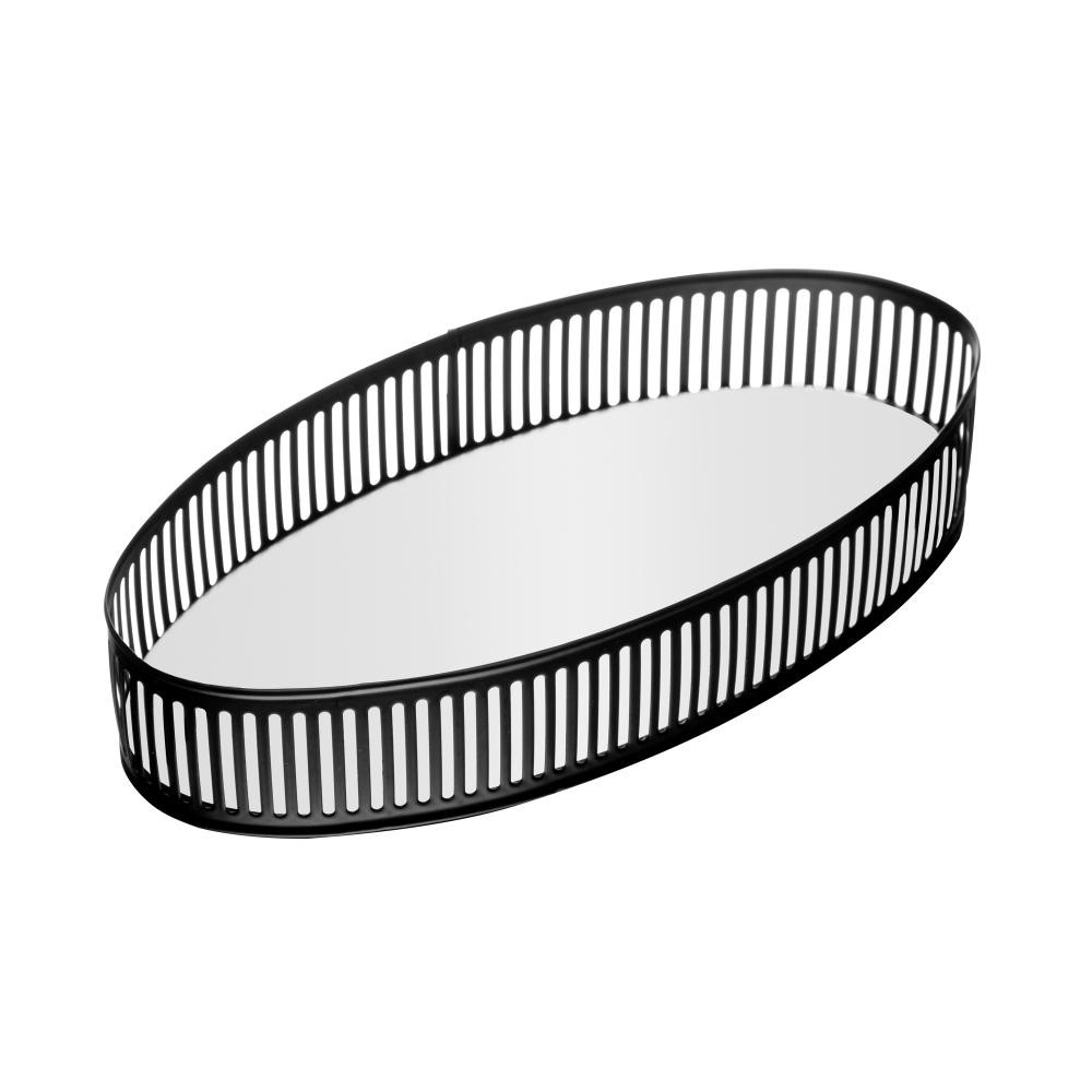 Bandeja Lyor Berlin de Metal com Espelho Preto Fosco 26cm - Home & Living