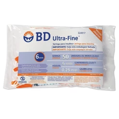 SERINGA PARA INSULINA BD ULTRA-FINE ™ 6 MM DE 50 UI COM 10 UNIDADES