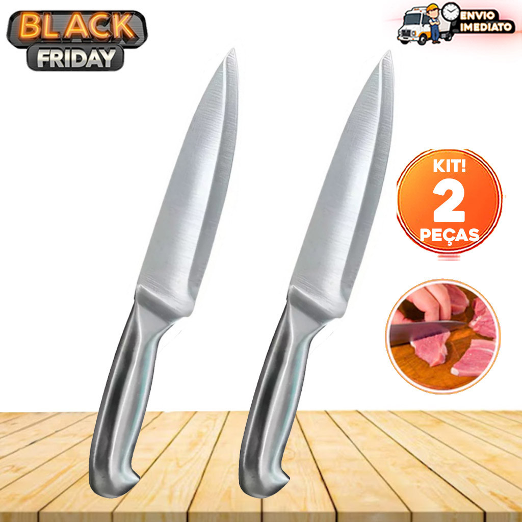 Kit 2 Faca Inox Peixeira Profissional 7 Polegadas Lâmina Corte de Precisão Churrasco Açougue e Carne menor preço