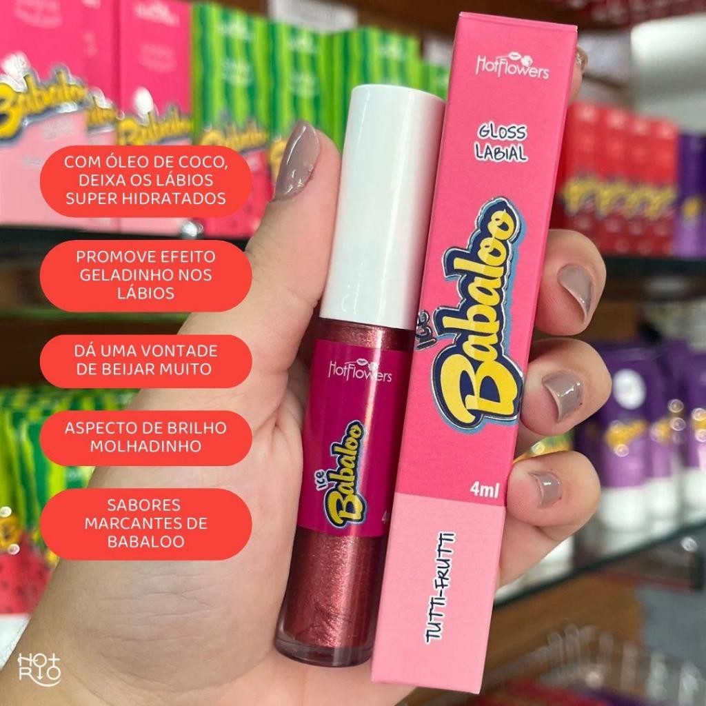 Gloss Labial Ice Babaloo Hot Flowers Brilho Labial Com Com Sabor e Cheiro Delicioso de Babaloo Beijável