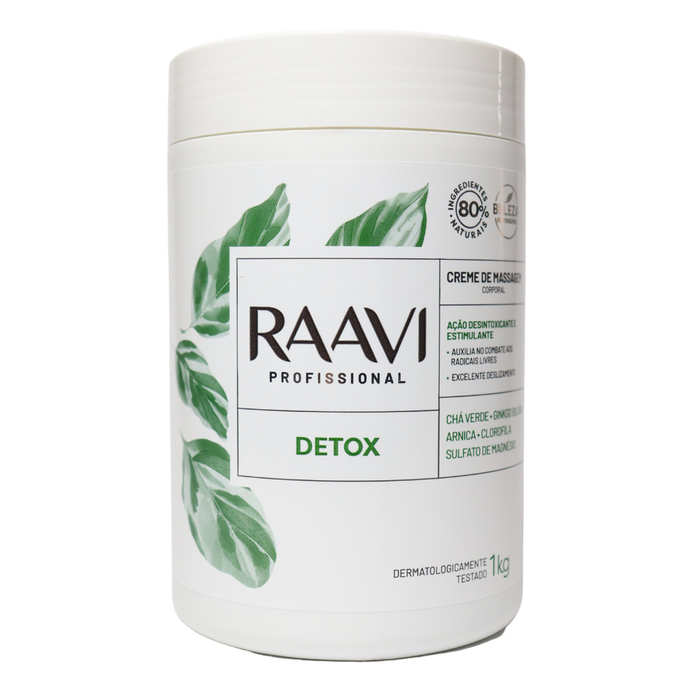 Creme Massagem Drenagem Corporal Detox Chá Verde Raavi 1kg em Oferta na Shopee