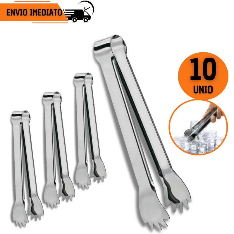 Kit 10/ 5 ou 4 Pegador de Gelo Carne Multiuso Inox Profissional Bar Restaurante Cozinha Churrasco