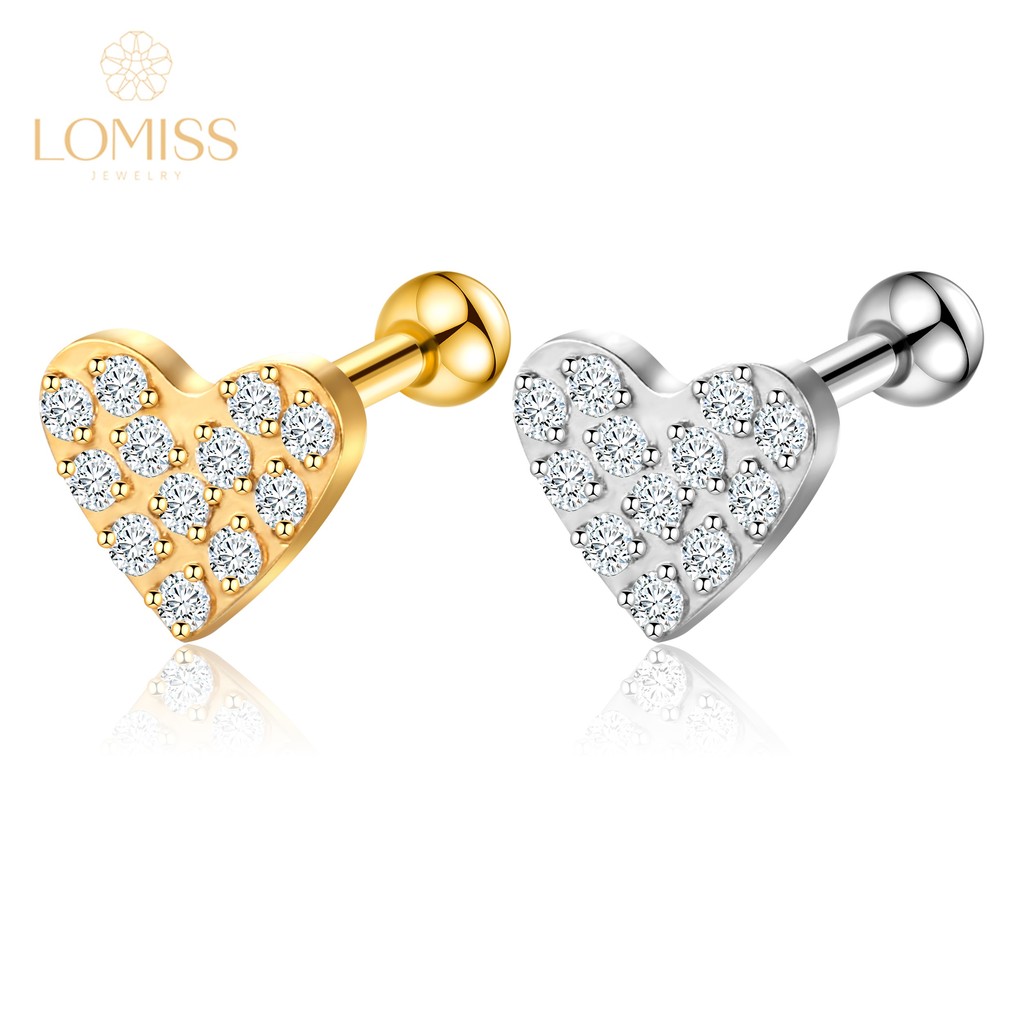 Piercing Helix Flat Conch Barbell Aço Cirúrgico Coração Zircônia