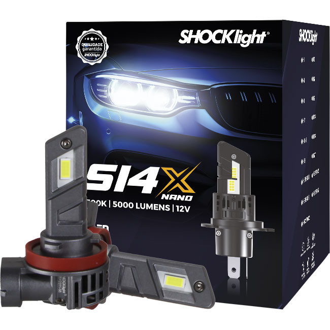 Lâmpada Led Shocklight S14x S14 X Nano H8/h11 5000 Lumens 6500k em Oferta na Shopee