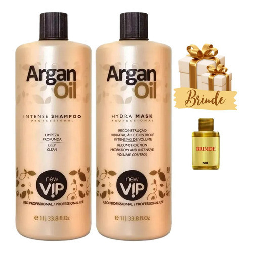New Vip Escova Progressiva Argan Oil Kit 2x 1000 Ml Cor De Cabelo Fragrância Do Tratamento Suave em Oferta na Shopee
