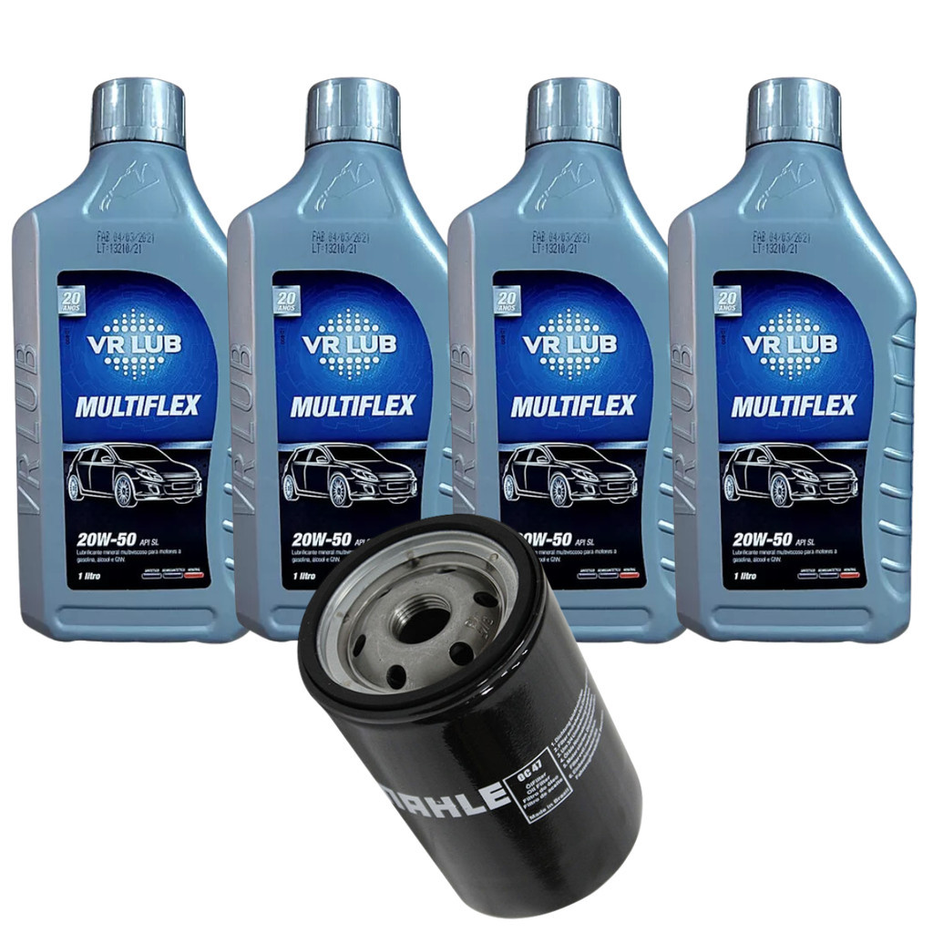 Kit Troca De Óleo 20W50 Motor AP 1.6 1.8 2.0 8V 4L VR LUB + Filtro Mahle OC47 em Oferta na Shopee