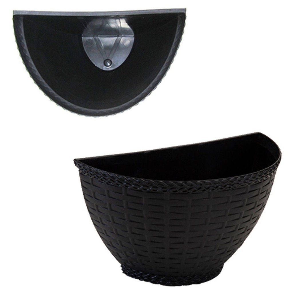 VASO DE PAREDE RATTAN PRETO 800ML PLASTICO 533 INJEPLASTEC
