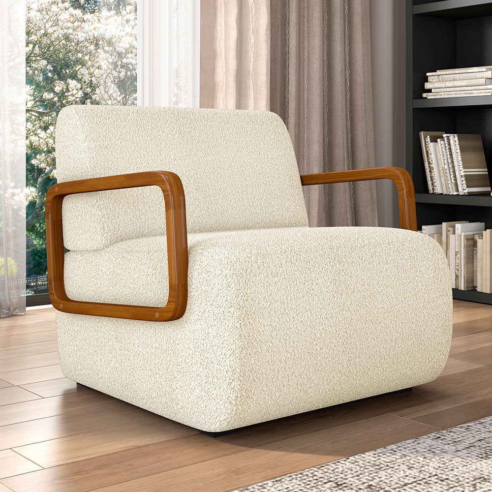 Poltrona Decorativa Orgânica Bruxelas K01 Bouclê Creme - Lyam Decor em Oferta na Shopee