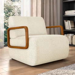 Poltrona Decorativa Orgânica Bruxelas K01 Bouclê Creme - Lyam Decor