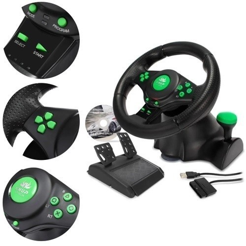 Volante Gamer Pro Vibração 4 em 1 KP-5815A – Para Xbox 360 / PS2 / PS3 / PC