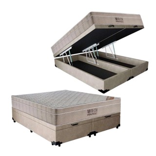 Cama Box Baú Queen + Colchão de Molas Ensacadas Ortobom Airtech Bege 158cm em Oferta na Shopee