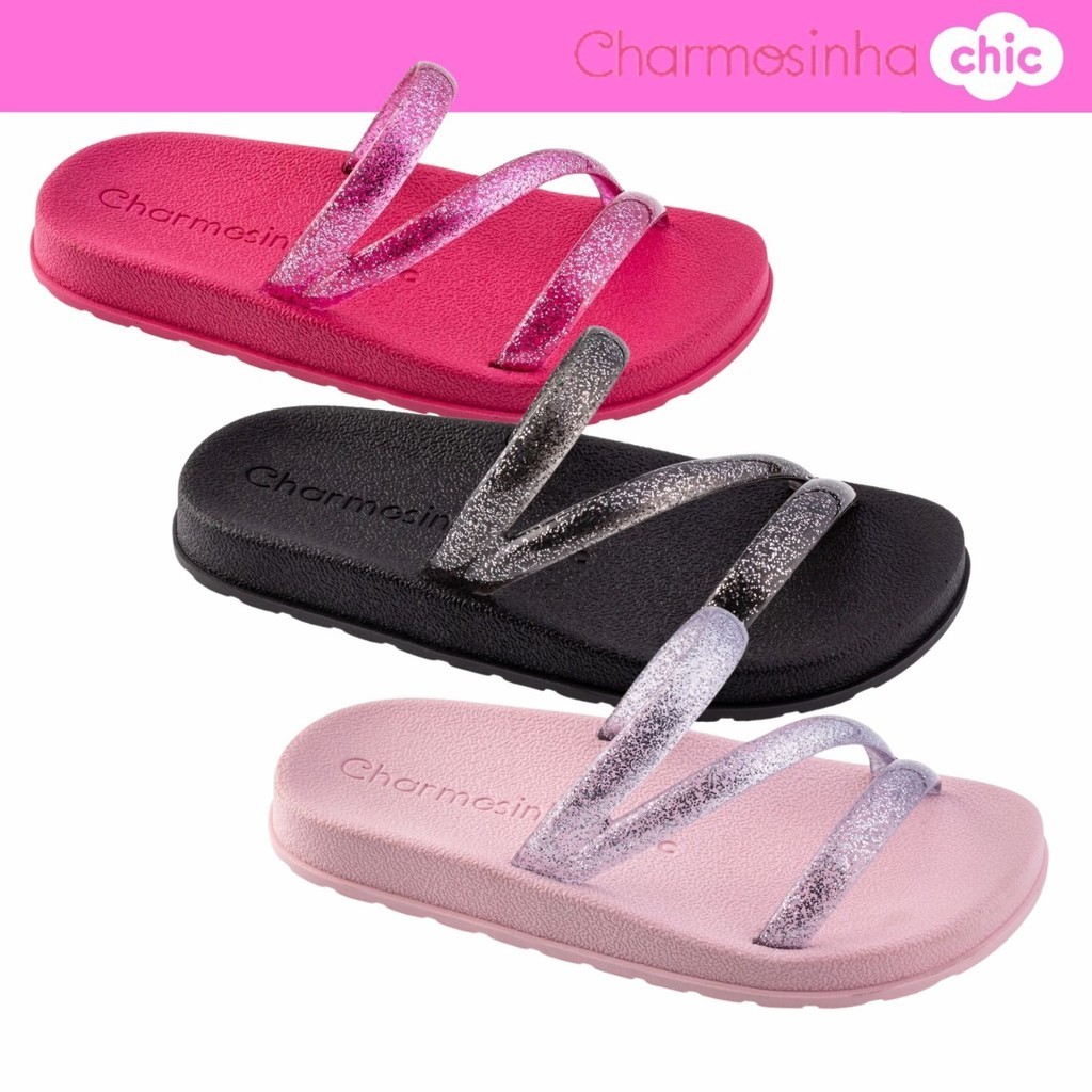 Sandália Papete Rasteira Infantil Feminina Birken Tira Z Glitter Conforto em Oferta na Shopee