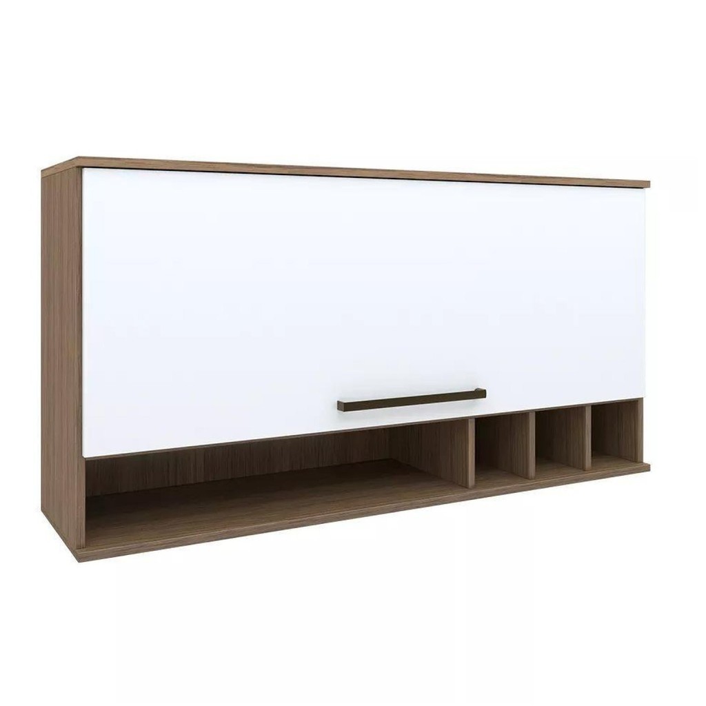 Armário Aéreo para Cozinha 1 Porta Basculante Evolution Plus   Tannat/Branco em Oferta na Shopee
