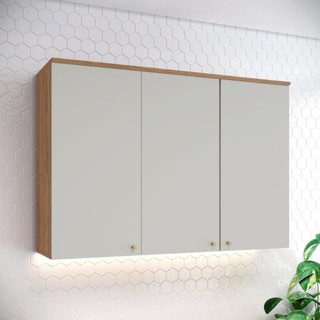 Armário Aéreo 3 Portas 120cm Yasmin Espresso Móveis Areia/Nature em Oferta na Shopee
