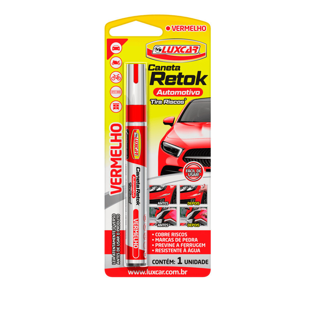 Caneta Pintura Retok Tira Riscos Retoque Permanente - Vermelho em Oferta na Shopee