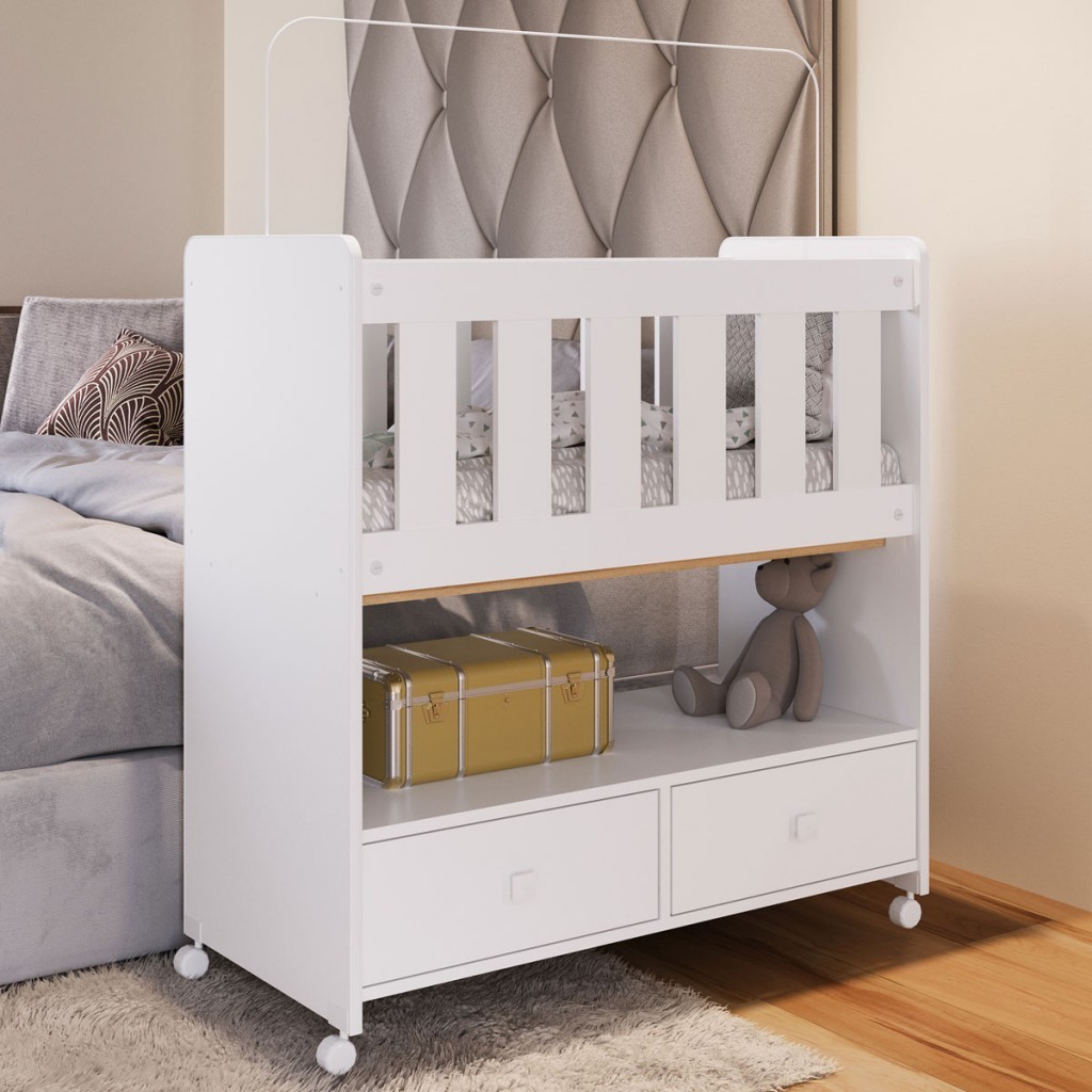Berço Moisés com 2 Gavetas sem Colchão By 510 Branco - Completa Móveis em Oferta na Shopee