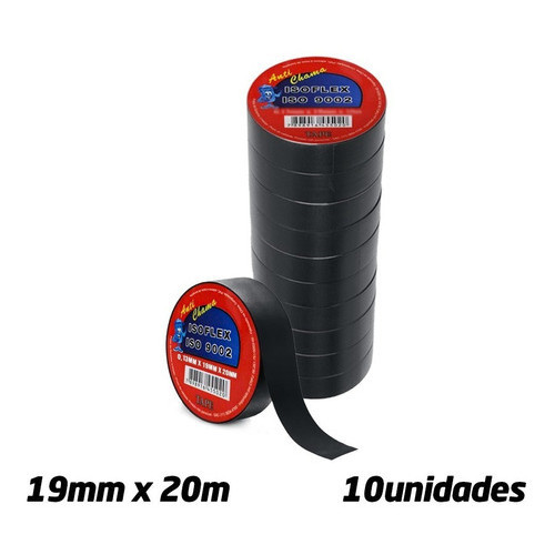 Fita Isolante Anti Chama Isoflex 19mm X 20m C/ 10 Unidades