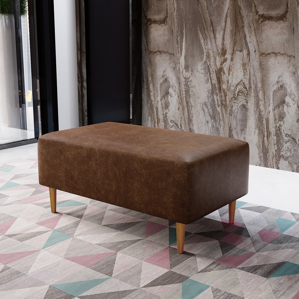 Puff Decorativo Sala de Estar Cléo W01 Pés Palito 90 cm Couríssimo Marrom - Lyam Decor