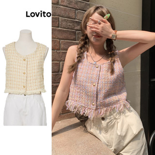 Lovito Regata Feminina Lisa com Botões e Franjas L70AD110 (Rosa)