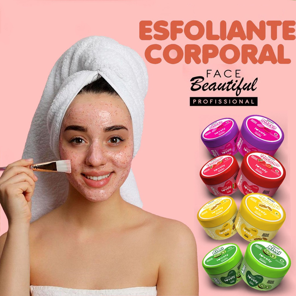 Kit 04 Esfoliantes Corporal Lovely Face Beautiful Cheiro de Frutas
