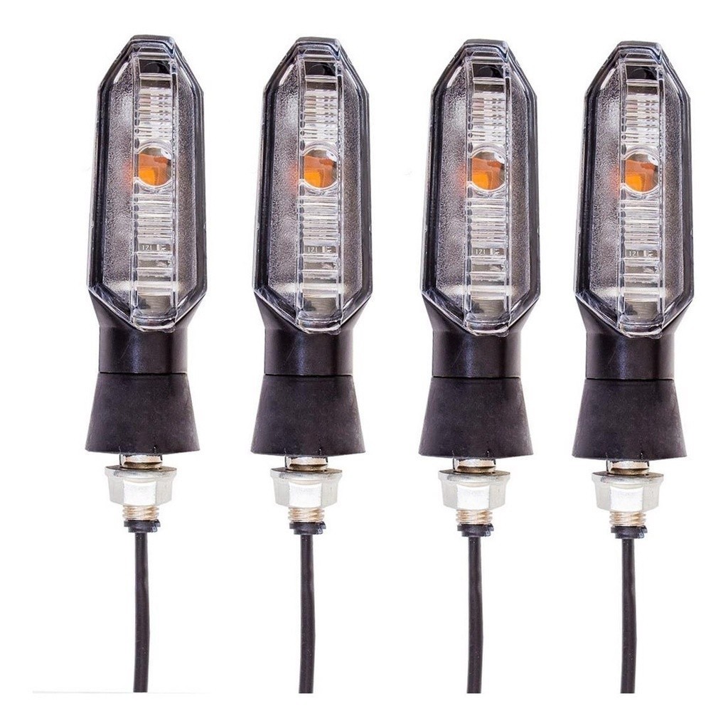 kit c/ 4 Pisca Seta para Moto Universal Modelo Esportivo LED CB 250f Twister Cb 300 Tornado Bros Todas Xre 300 Ybr 125 Honda Yamaha