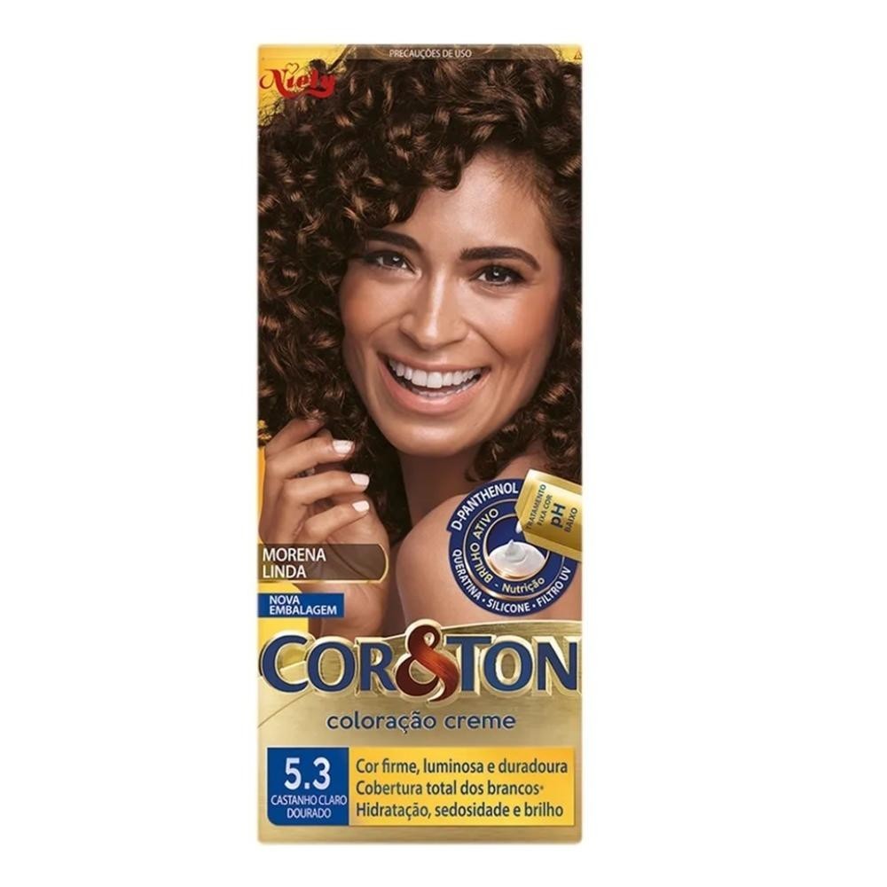 Tintura Creme Cor&Ton Niely 5.3 Castanho Claro Dourado