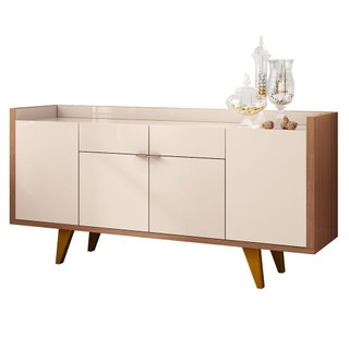 Aparador Para Sala Buffet com 04 Portas 02 Gavetas Havana B01 Off White Nature - Lyam Decor em Oferta na Shopee