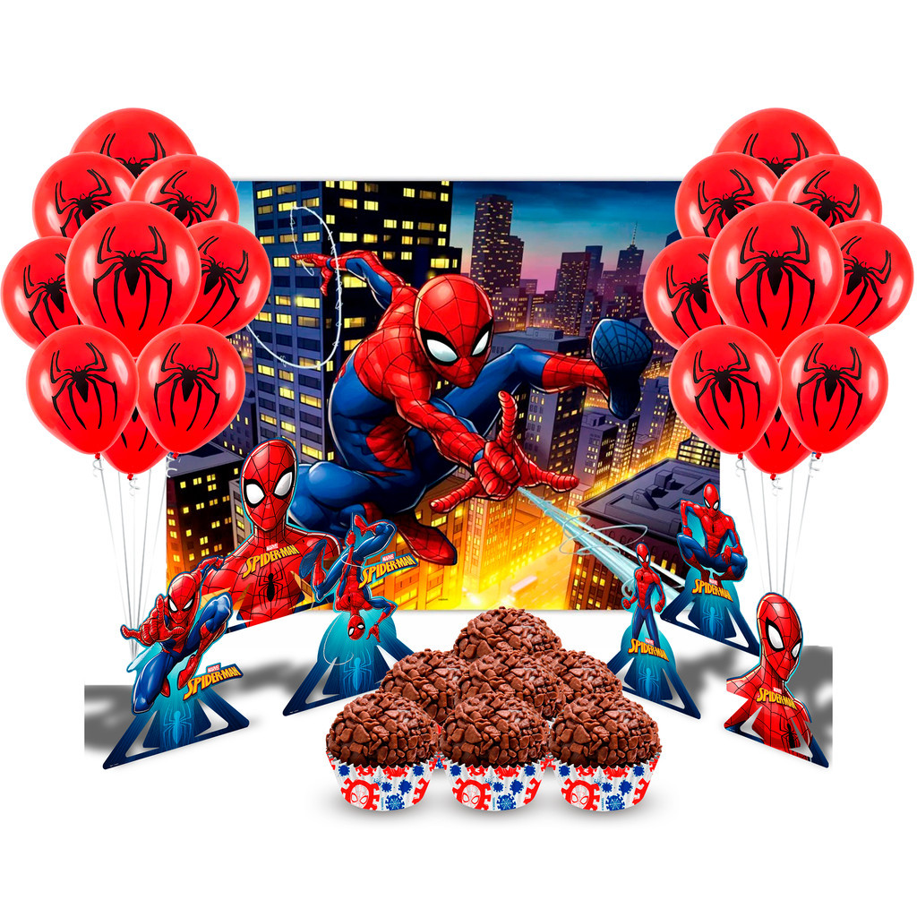 Kit festa Completo 132 pçs Decoração Homem Aranha festa