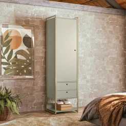 Guarda Roupa Modulado Closet Industrial c/ Porta 2 Gavetas 54cm Off White - Olivar Móveis