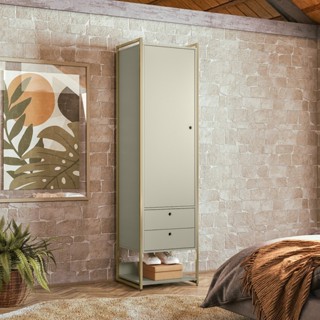 Closet Industrial Olivar 1 Porta 2 Gavetas 54cm Off White - Olivar Móveis em Oferta na Shopee