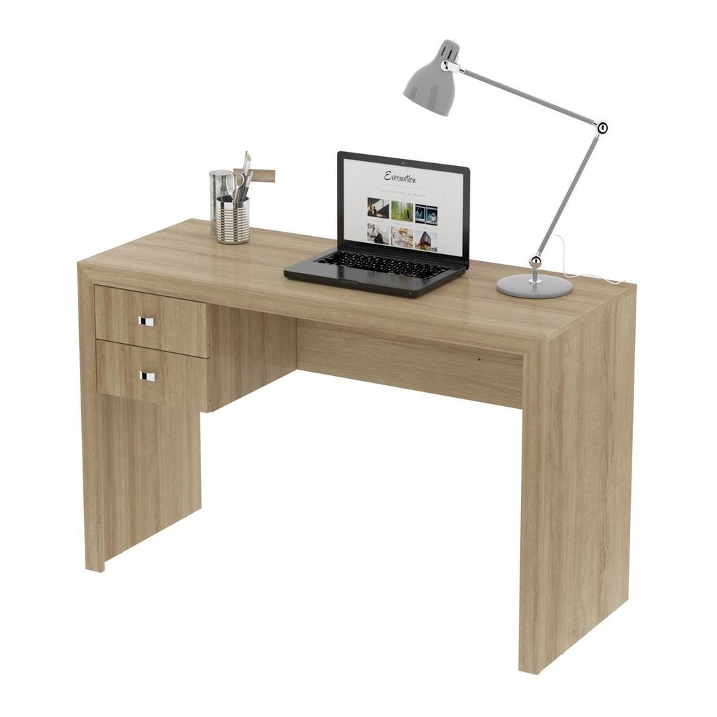 Escrivaninha com 2 gavetas Multimóveis CR25030 Amendoa em Oferta na Shopee