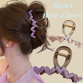 Elegante Clip Translúcido Acrílico De Cabelo Fofo Cor Do Doce Agarramento Em Forma De Coração Para Mulheres Garras De Cabeça De Menina Acessórios