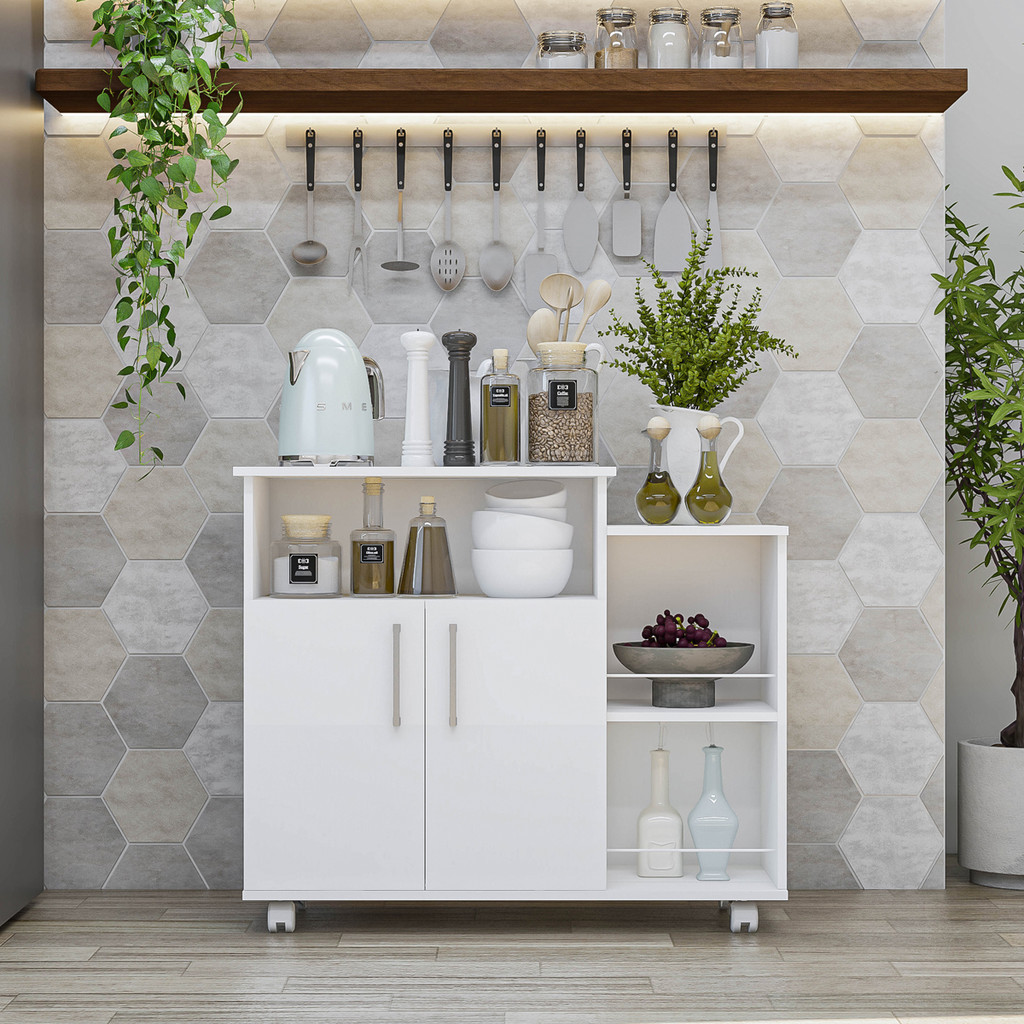 Detalhes do Buffet Aparador Balcão Cozinha Multiuso Espaçoso Suporte Microondas 2 portas Shopee- Moveis Bonatto