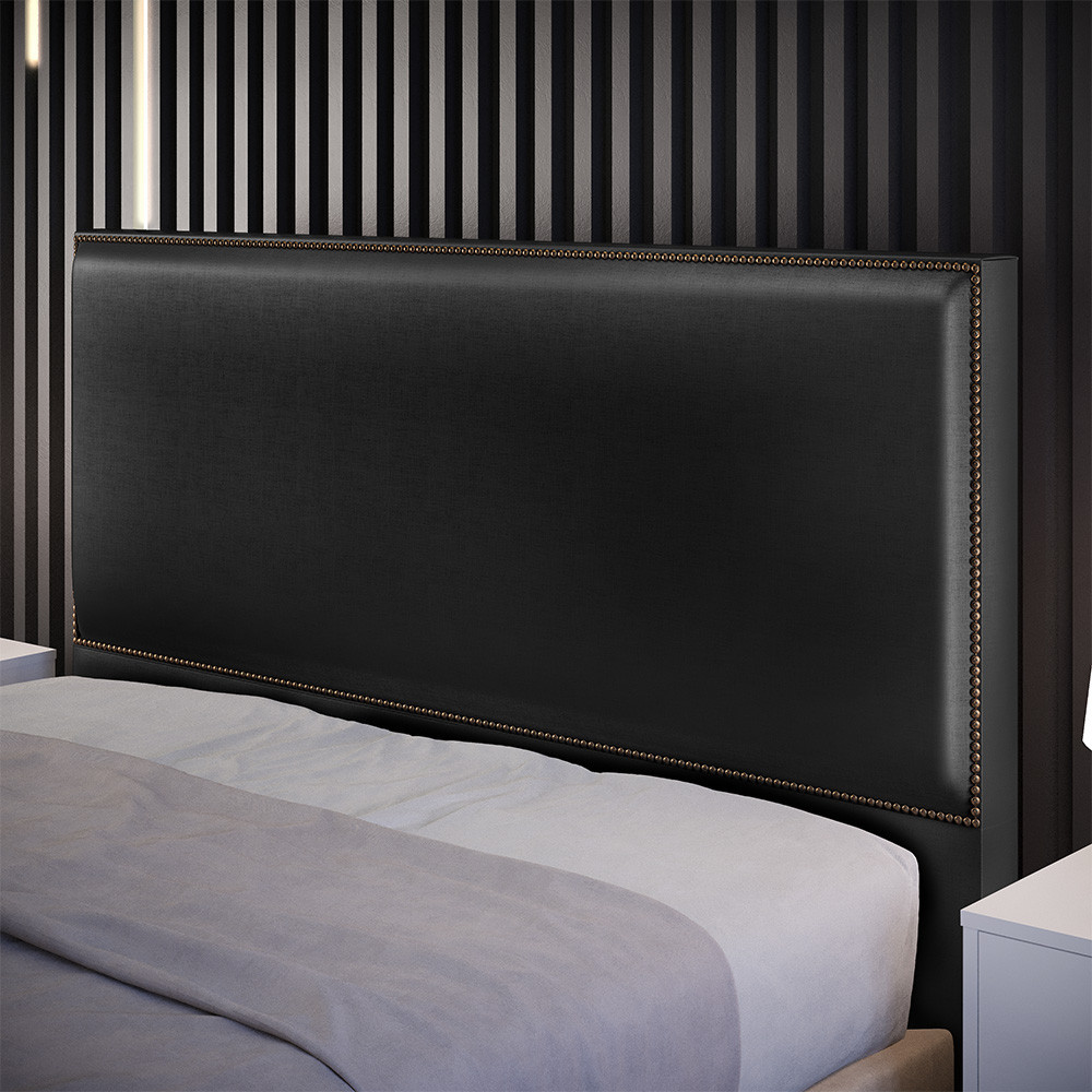 Cabeceira Box Queen Com Tachas 160 cm Vicenza L02 Facto Preto Metalizado - Lyam Decor em Oferta na Shopee
