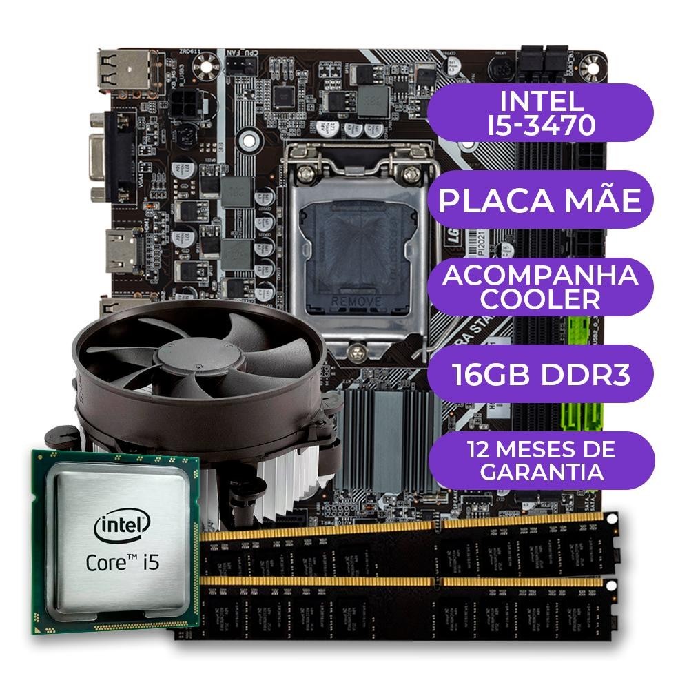 kit Upgrade, Intel Core i5-3470 + Cooler + Placa Mãe 1155 + 16GB DDR3 em Oferta na Shopee