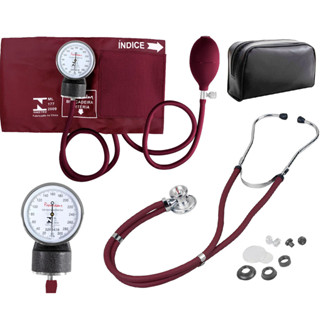 Kit enfermagem Esfigmomanômetro Vinho com Estetoscópio Rappaport vinho Profissional em Oferta na Shopee