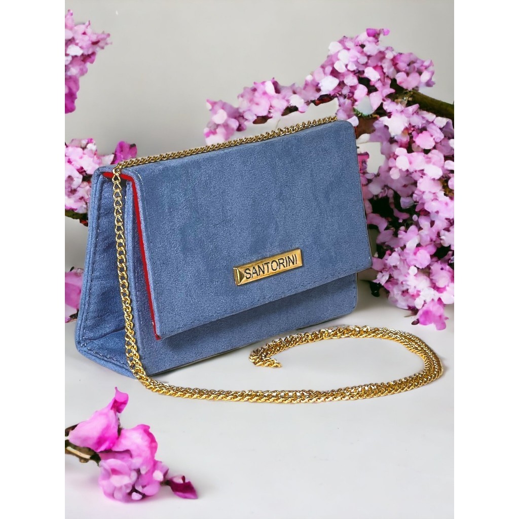Bolsa Bolsinha De Mão Feminina Com Corrente Transversal Santorini Handbag.
