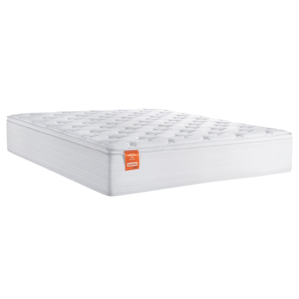 Colchão Casal King Molas Ensacadas Real Pillow Top 193x203x27cm Branco Inducol - Suporta até 130kg por Pessoa - Home & Living