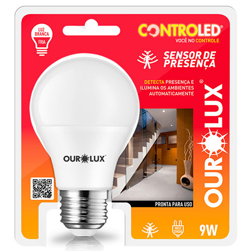 Lâmpada Inteligente C/ Sensor Presença 9w E27 Branco Frio 6500k Bivolt