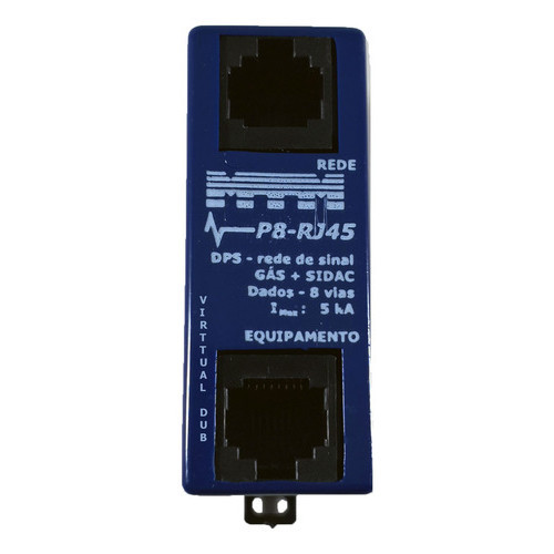 Protetor de Surto Raio DPS MTM P8-RJ45 Rede Ethernet 8 Vias