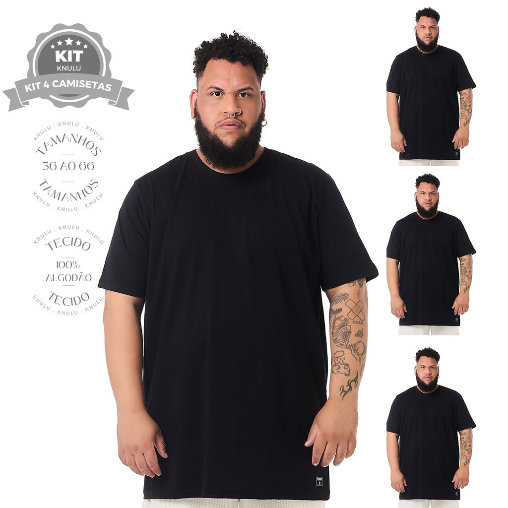 KIT 4 CAMISETAS BASICAS PRETAS KNULU em Oferta na Shopee