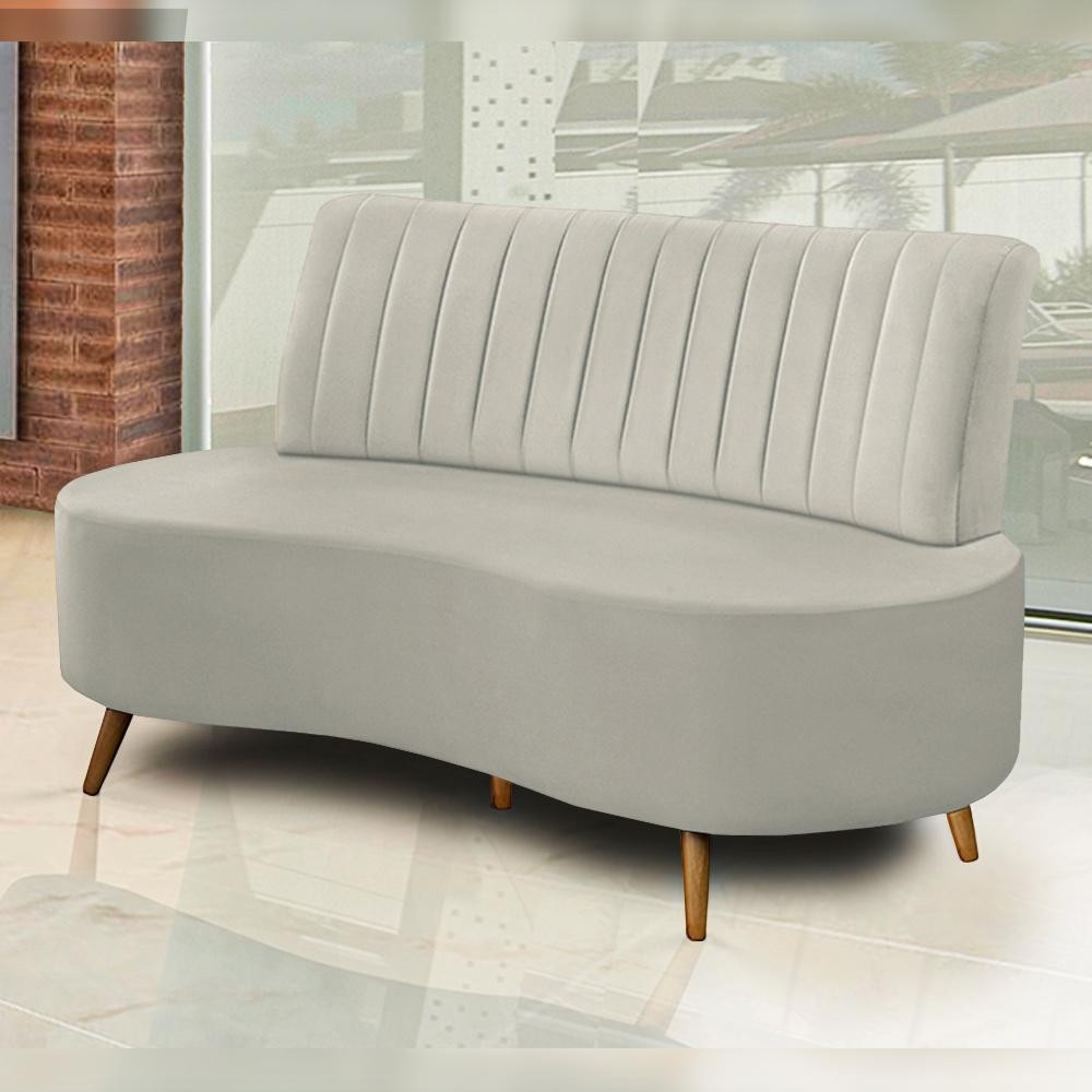 Sofá Decorativo 1,60M 2 Lugares Katara Veludo Bege Claro G33 - Gran Belo - Home & Living
