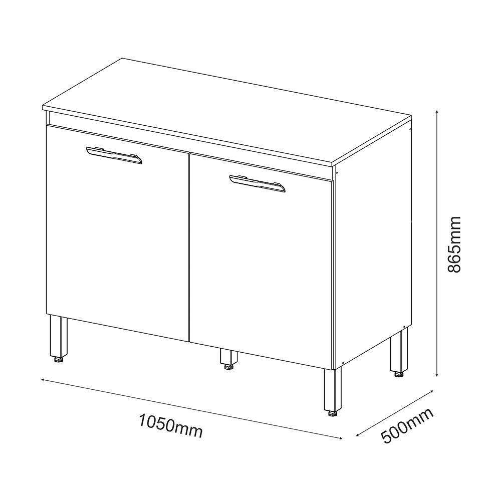 Detalhes do Balcão Com Tampo Bella 2 Portas Carvalho Americano - Moveis Arapongas