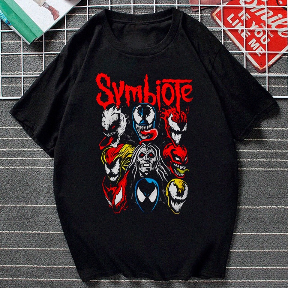 Camiseta Unissex Symbiote Venom Carnificina Spider man Homem Aranha Rock ref007 Ds
