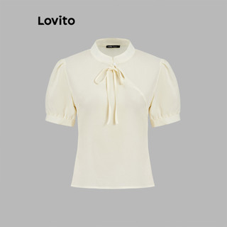 Lovito Blusa elegante lisa com corte de renda para mulheres L113MD365 em Oferta na Shopee