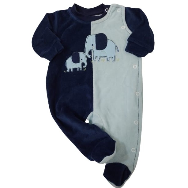 Macacão Plush Bordado Bebê Menino Chuquinha Inverno Ref 2877