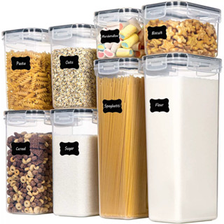 Kit 8 Potes Herméticos Mantimentos 14 L Organiza  COM Etiquetas e canetas